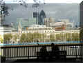 vue sur la City et the Gherkin (le cornichon), Londres, bord de la Tamise, 10/2008  (148387 octets)